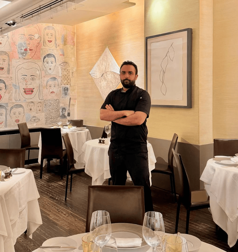Abdellah El Idrissi in a New York restaurant