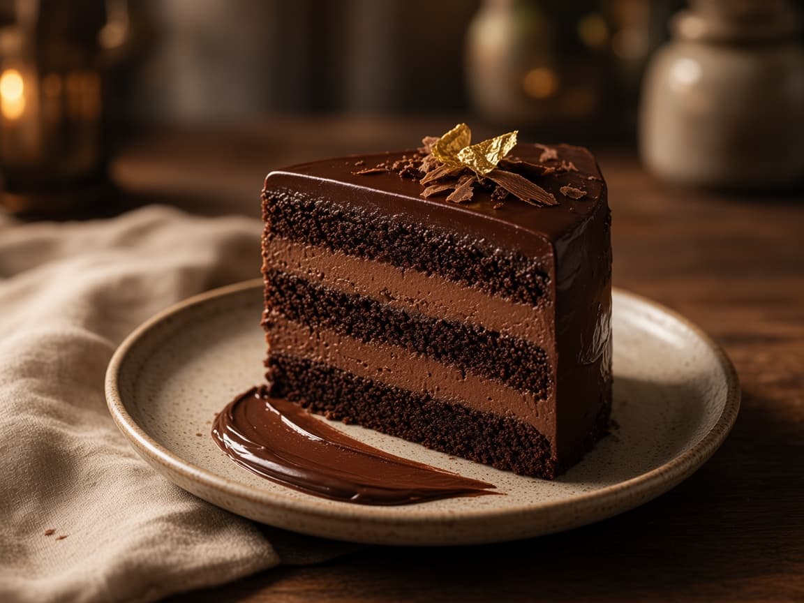 Chocolate mousse cake slice